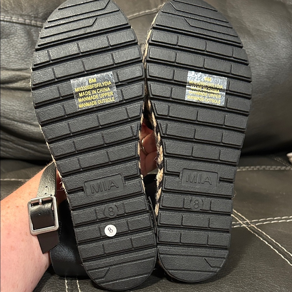 MIA Lydia Black Espadrille Sandals with Woven Sole Size 8 - Picture 4 of 6